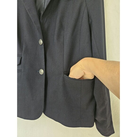 Lands End Blazer Women’s Size 8 Navy Blue Pockets Two-Button Lined Jacket - Picture 4 of 10